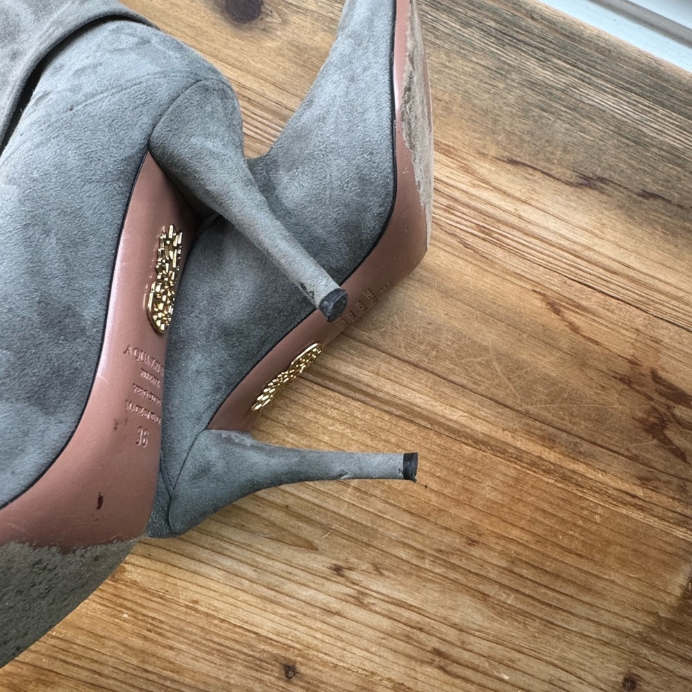 AQUAZZUBA Gray Suede Foldover Boots - Picture 6 of 8